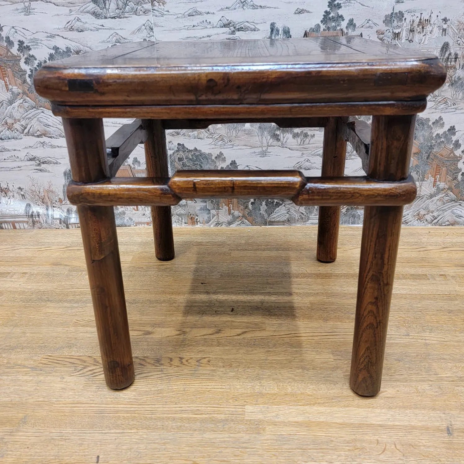 Antique Shanxi Province Geometric Frieze Elm Side Table