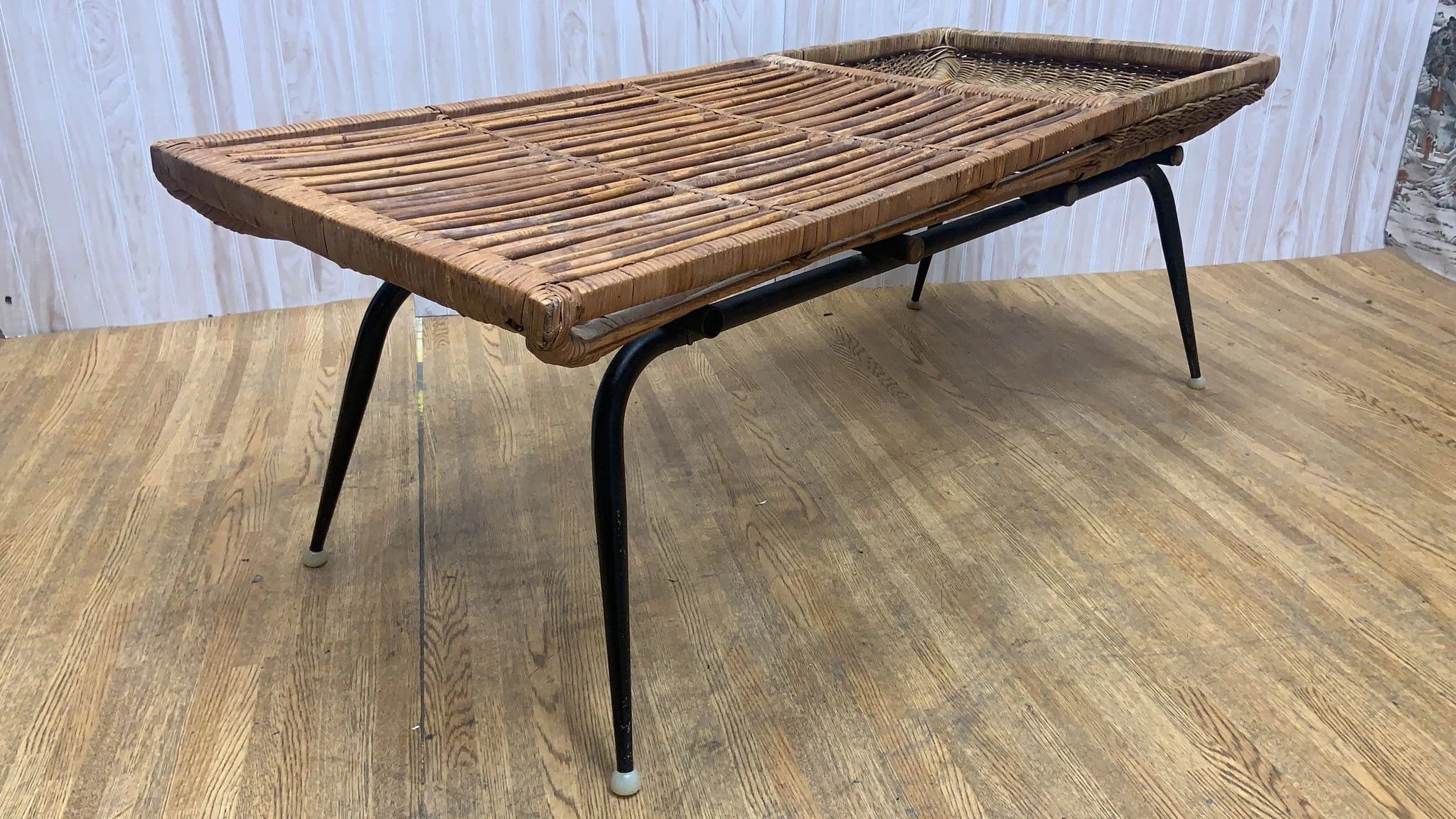 Vintage Modern Wicker Basket Cocktail Coffee Table by Troy Sunshade Co.