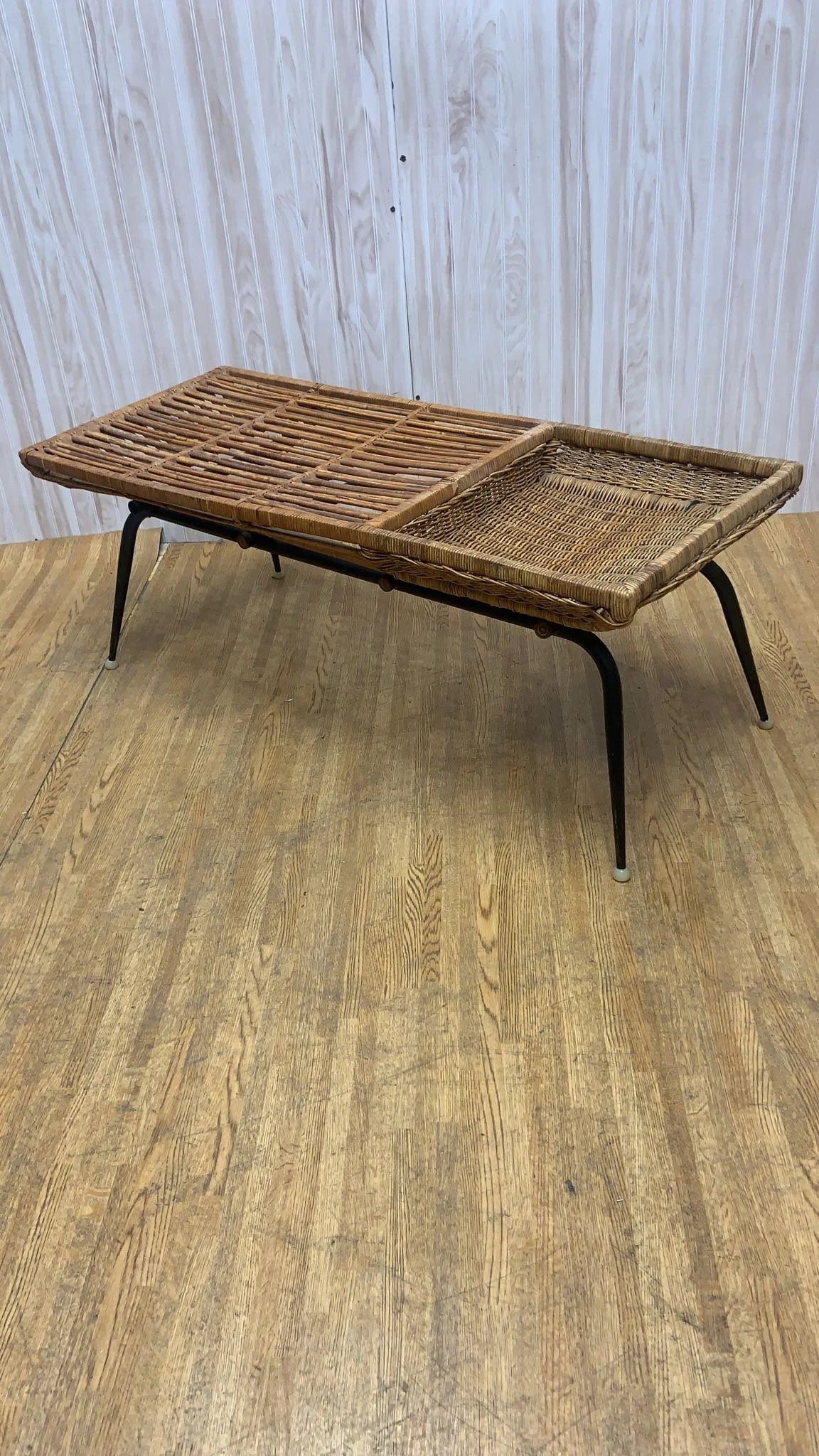 Vintage Modern Wicker Basket Cocktail Coffee Table by Troy Sunshade Co.