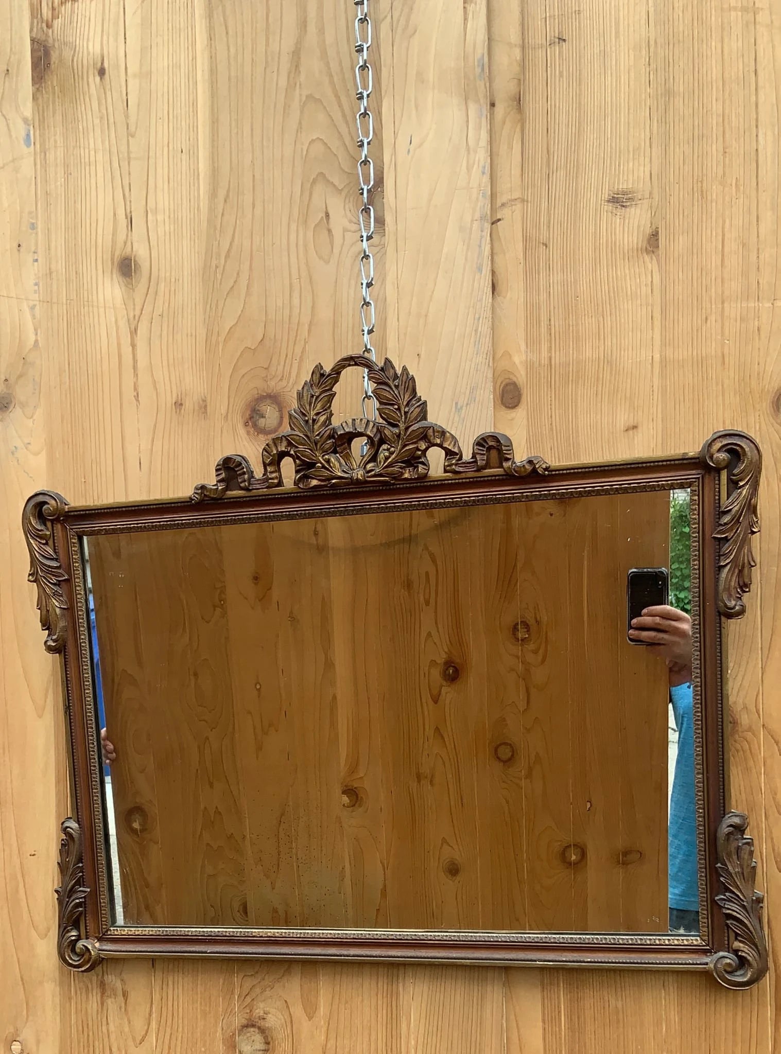 Vintage French Provincial Style Rectangular Ornate Wall Mantle Mirror