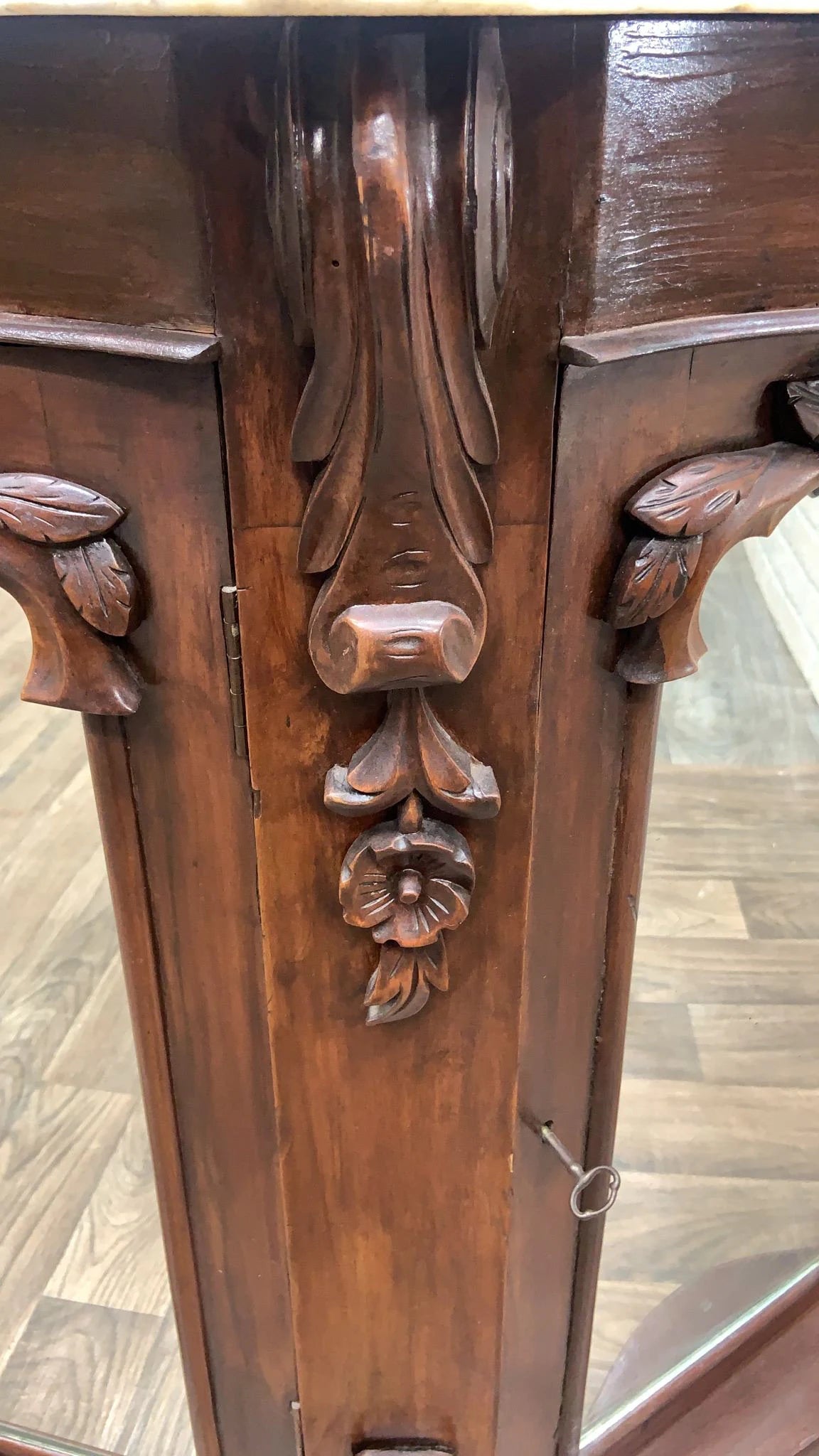 Antique American Empire Rosewood and Marble Top Sideboard Cabinet