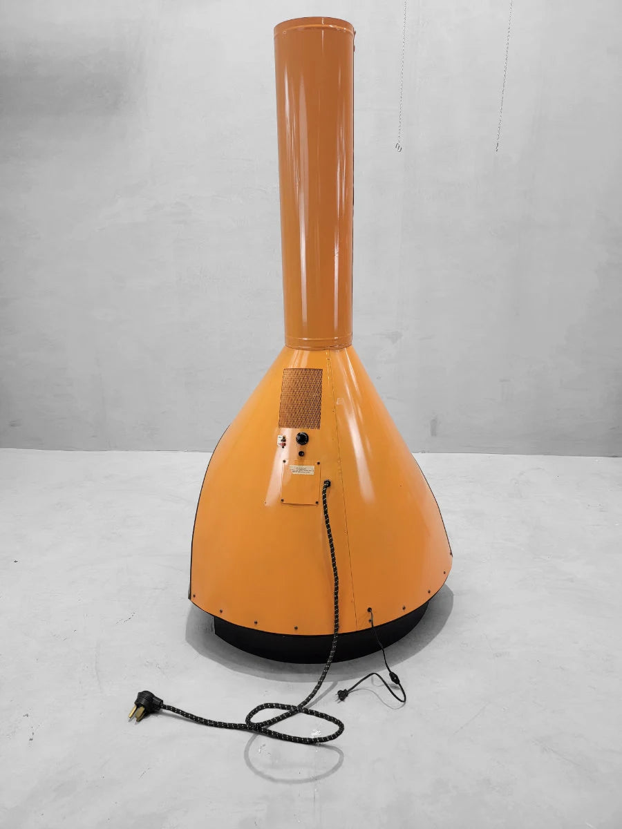 Vintage Mid Century Modern Freestanding Electric Cone Fireplace in Orange