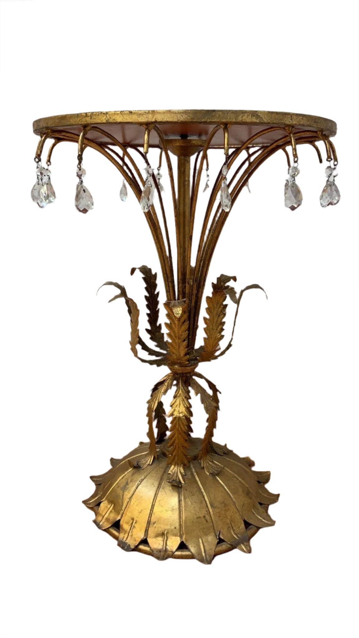 Mid Century Hollywood Regency Italian Gilt Accent Table with Mirrored Top