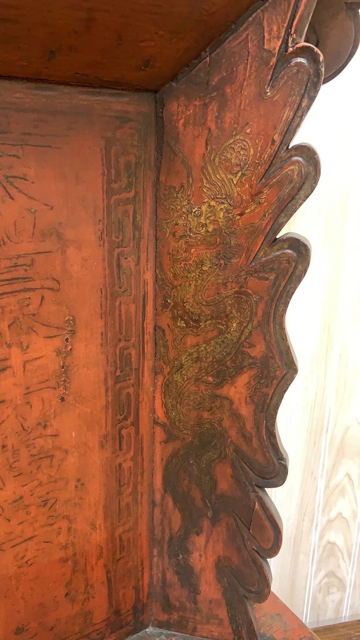 Antique Chinese Red Elm Ancestral Shrine
