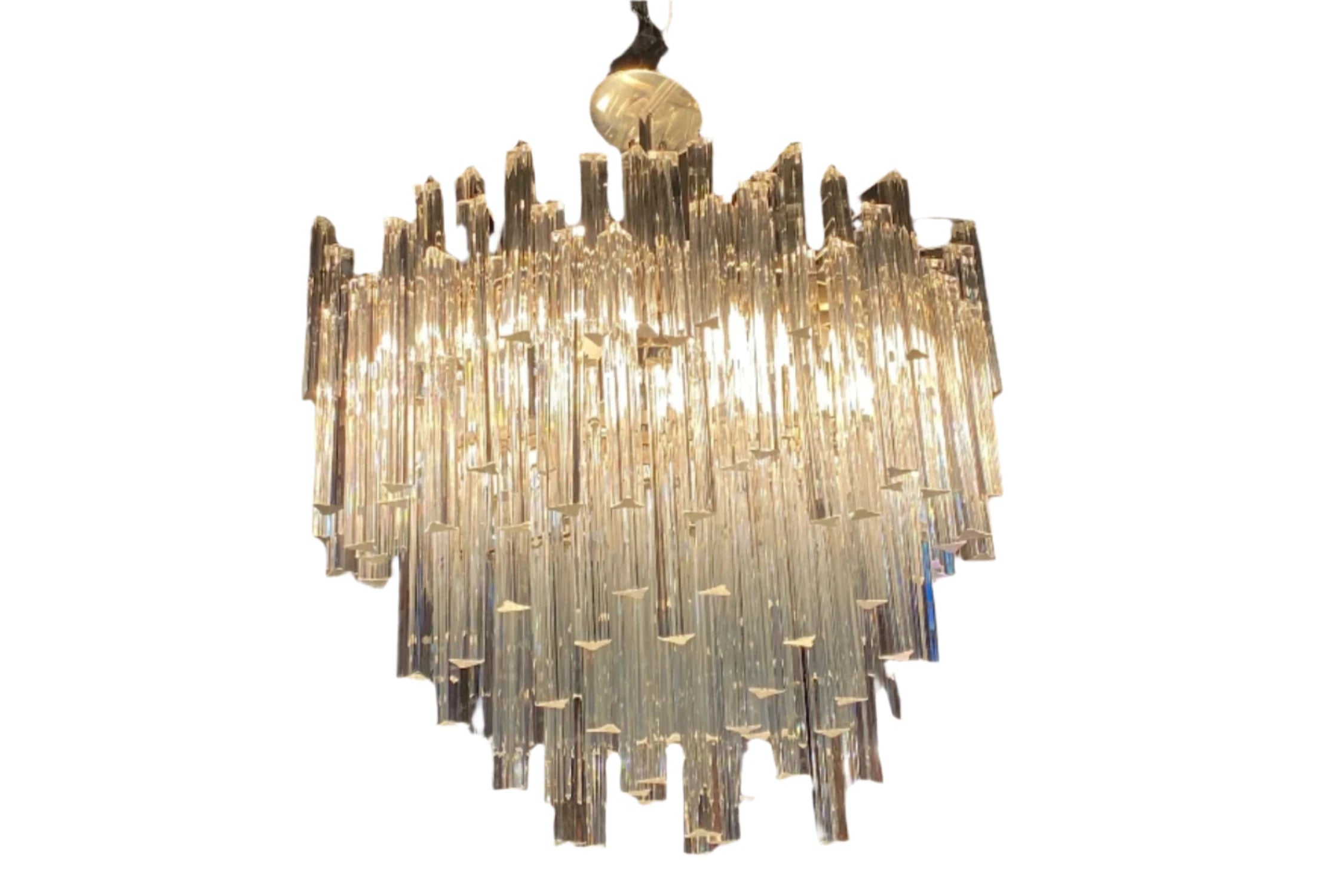 Mid Century Modern Sculptural Camer Murano Glass Multi Tier Prism Chandelier