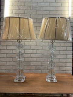Create a Luxurious Ambiance with Hollywood Regency Hand Cut Tall Lead Crystal Table Lamps - Pair