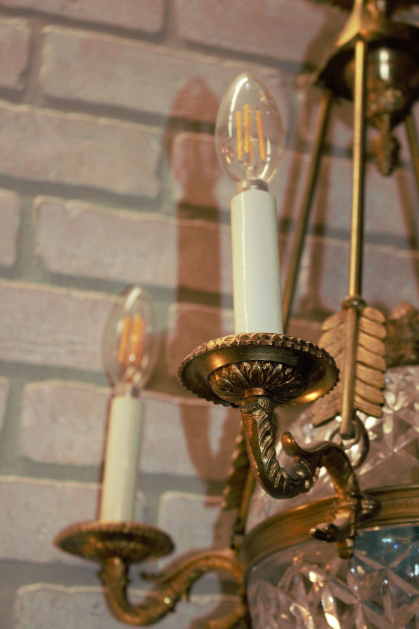 Enhance Your Space with the Exquisite French Empire Crystal Globe Chandelier