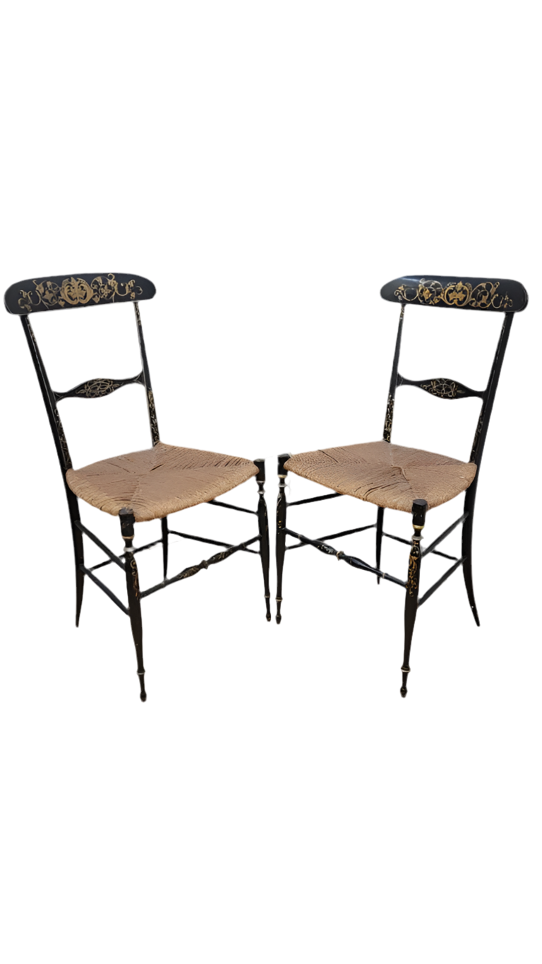 Antique Italian Walnut Side Chairs by Fratelli Levaggi & Giuseppe Gaetano Descalzi - Pair