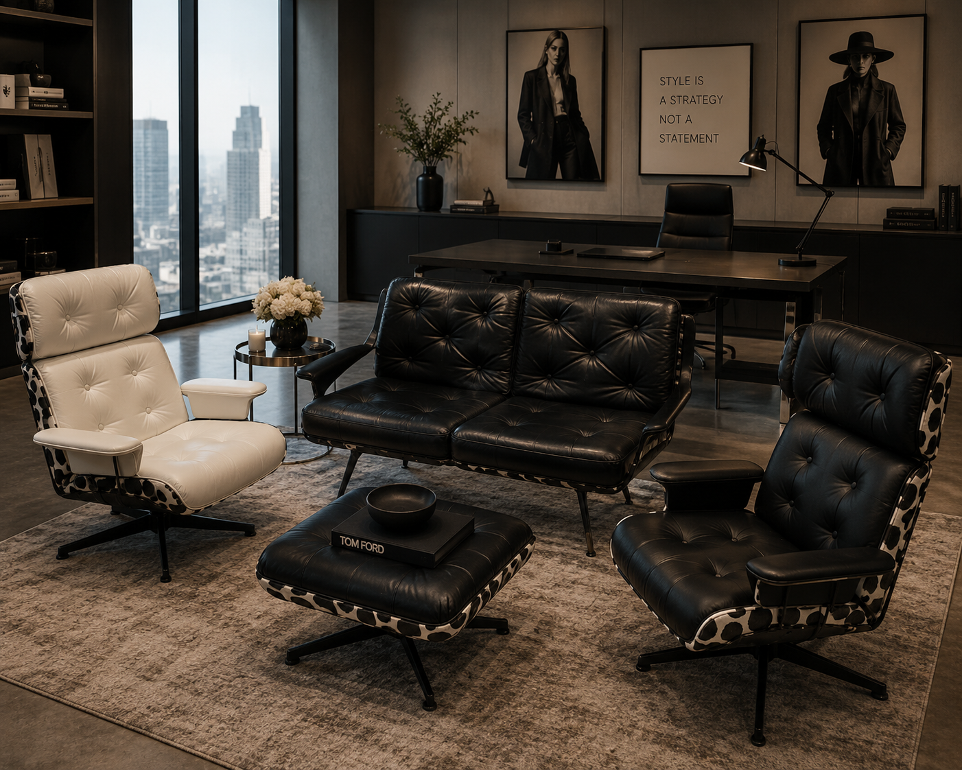 MCM Loveseat, 2 Lounge Chairs and Ottoman Newly Reupholstered by Homecrest