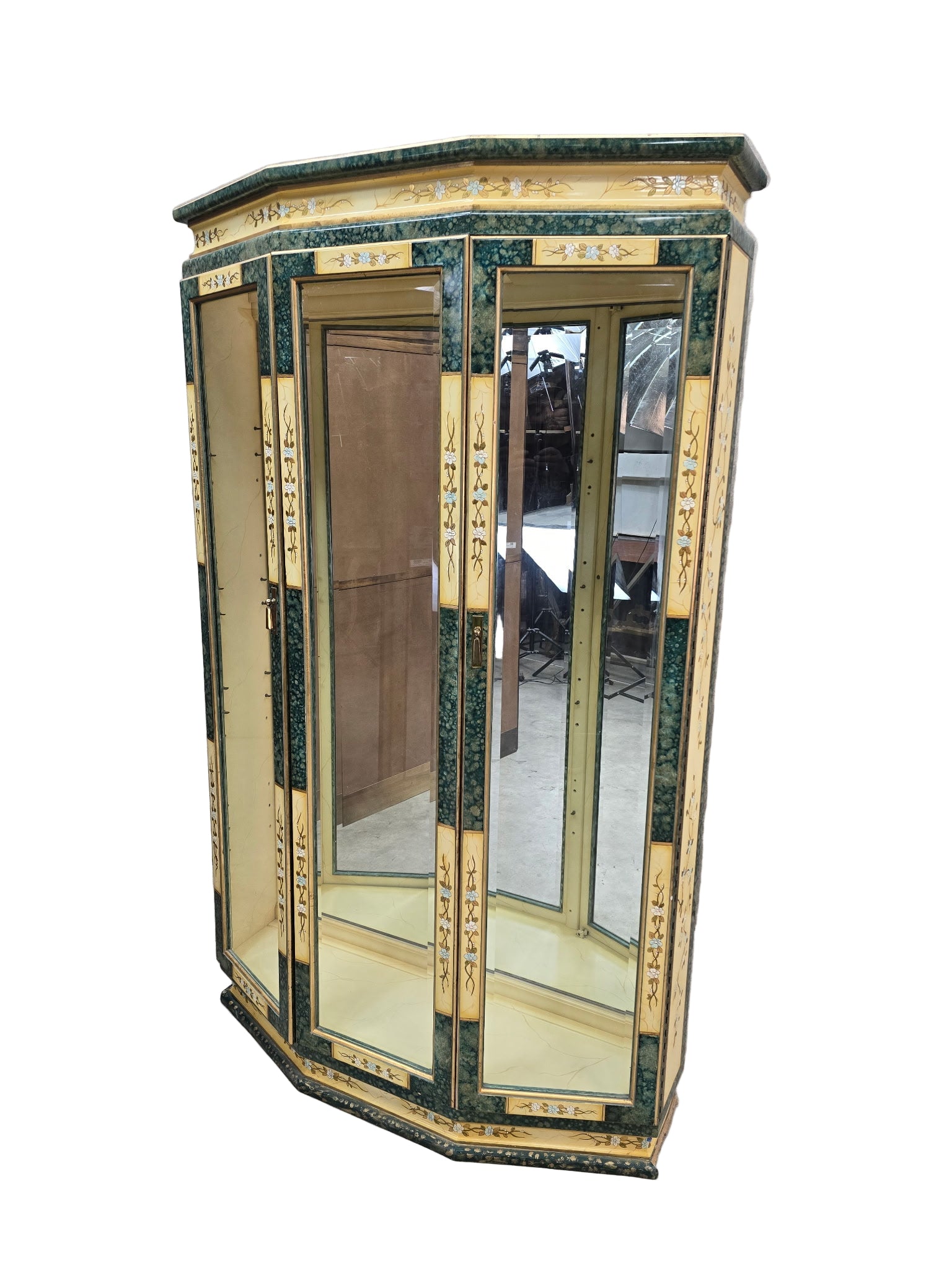 MCM Etched and Hand Painted Display Cabinet