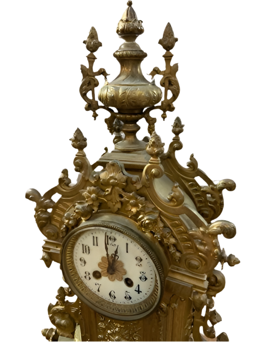 Antique Art Nouveau Mantle Clock and Candelabras - Garniture Set