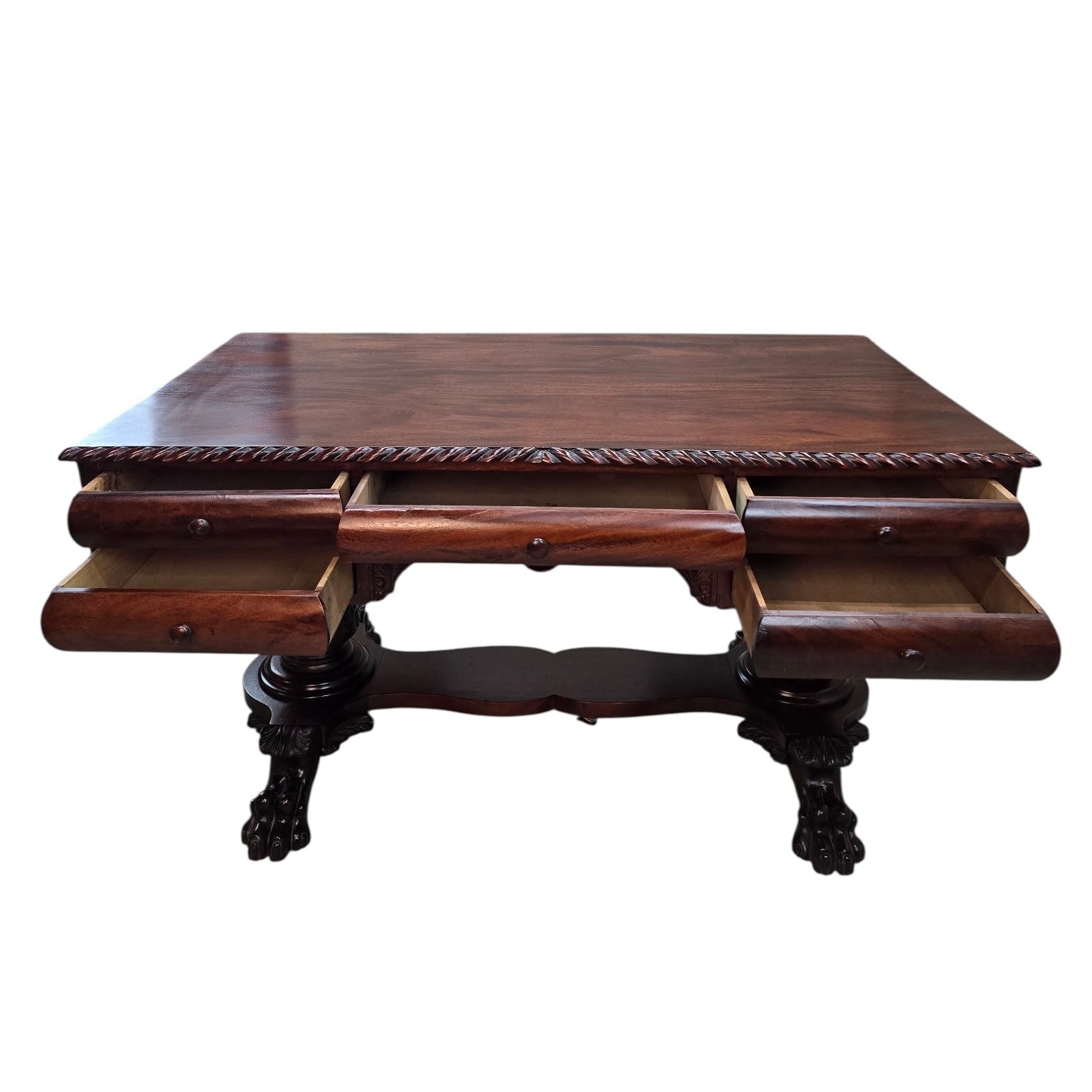 Antique Empire Carved Mahogany Partner’s Desk
