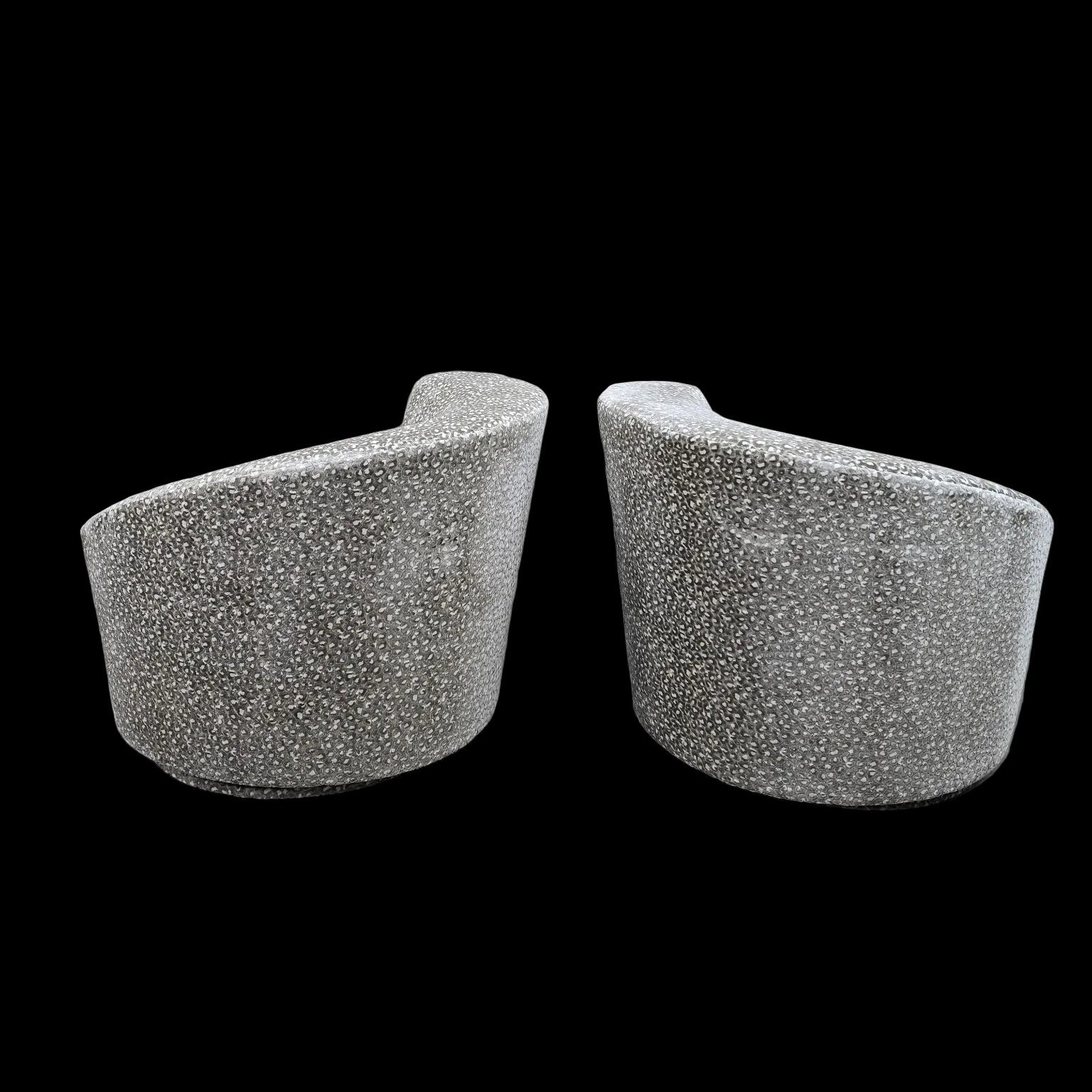 MCM Vladimir Kagan Nautilus Asymmetrical Swivel Lounge Chairs - Pair