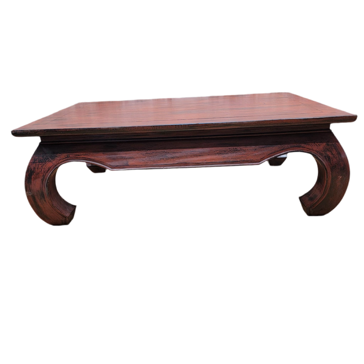 Vintage Kang Style Chinese Teakwood Red Lacquer Coffee Table