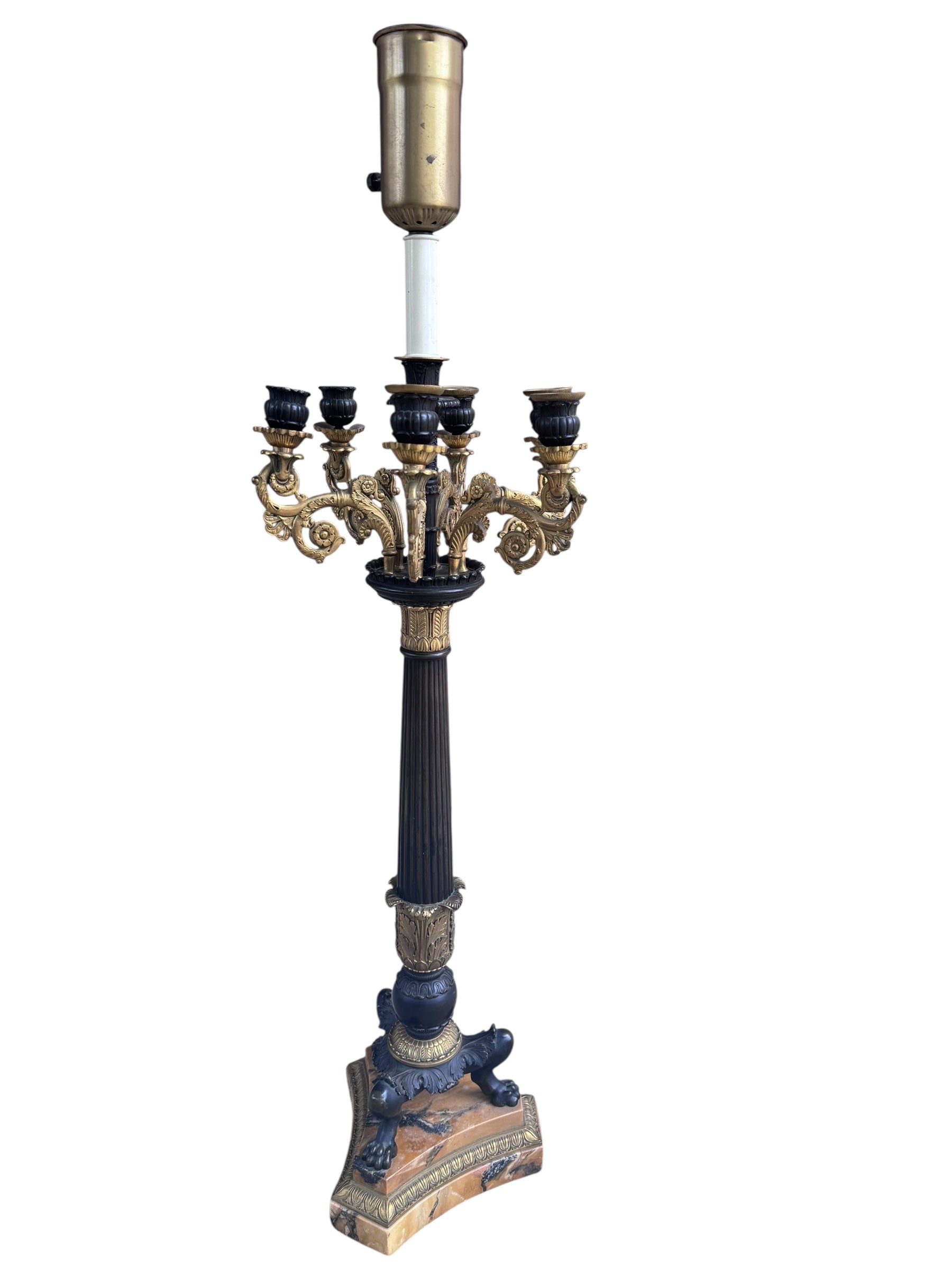 Antique 19th Century French Empire Candelabra Lamp