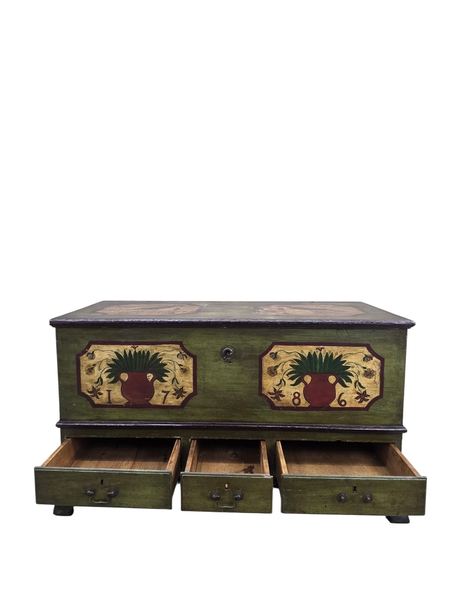 Antique Pennsylvania Dutch Folk Art Painted Blanket Chest / Hope Chest Dated 1786