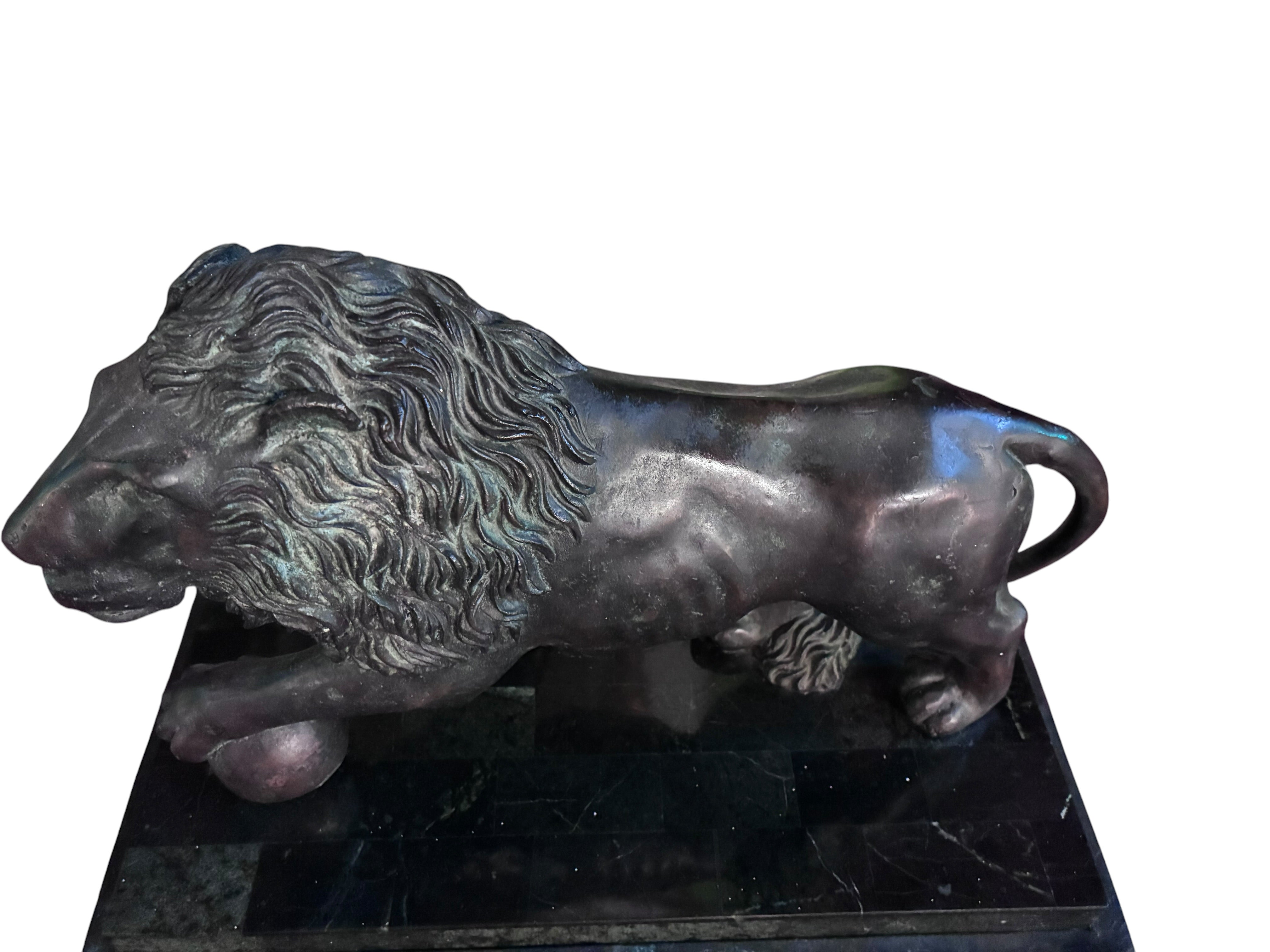 HOLD - Antique French Marble Lion Mantel Clock
