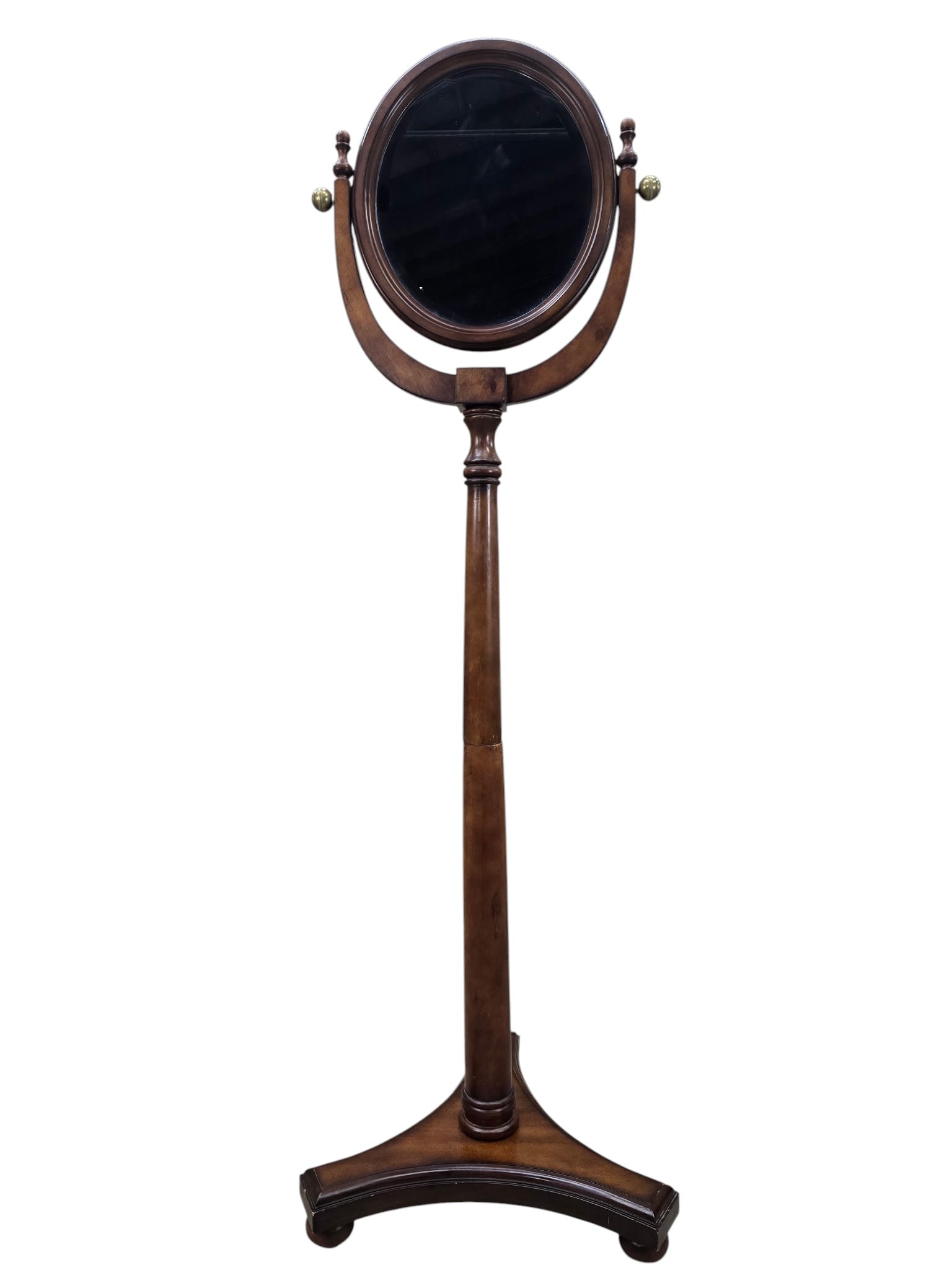 Antique Style Adjustable Pedestal Cheval Shaving Mirror with Beveled Glass