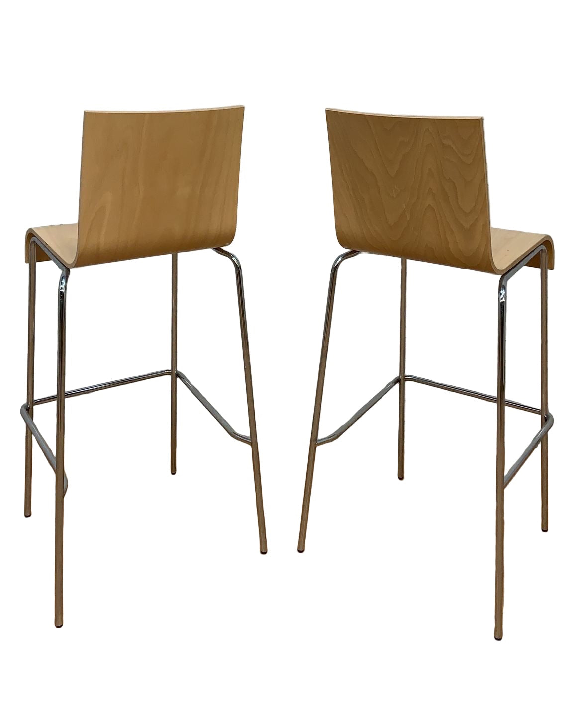 Vintage Postmodern Italian Bentwood Wave Bar Stools - Pair