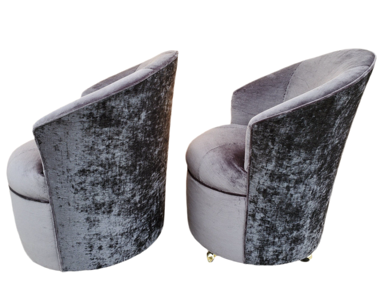 Mid Century Modern Sculptural Barrel Back Chairs Newly Upholstered in Velvet - Pair