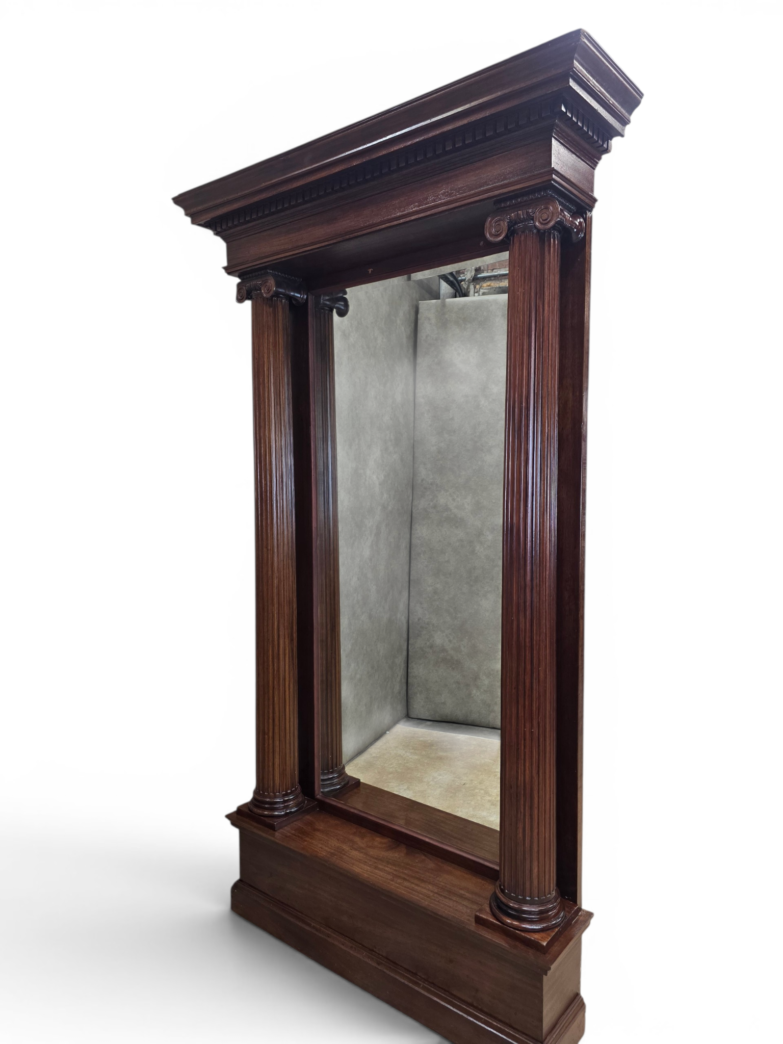 Antique Chicago Architectural Salvage Mahogany Pier / Hall Mirror