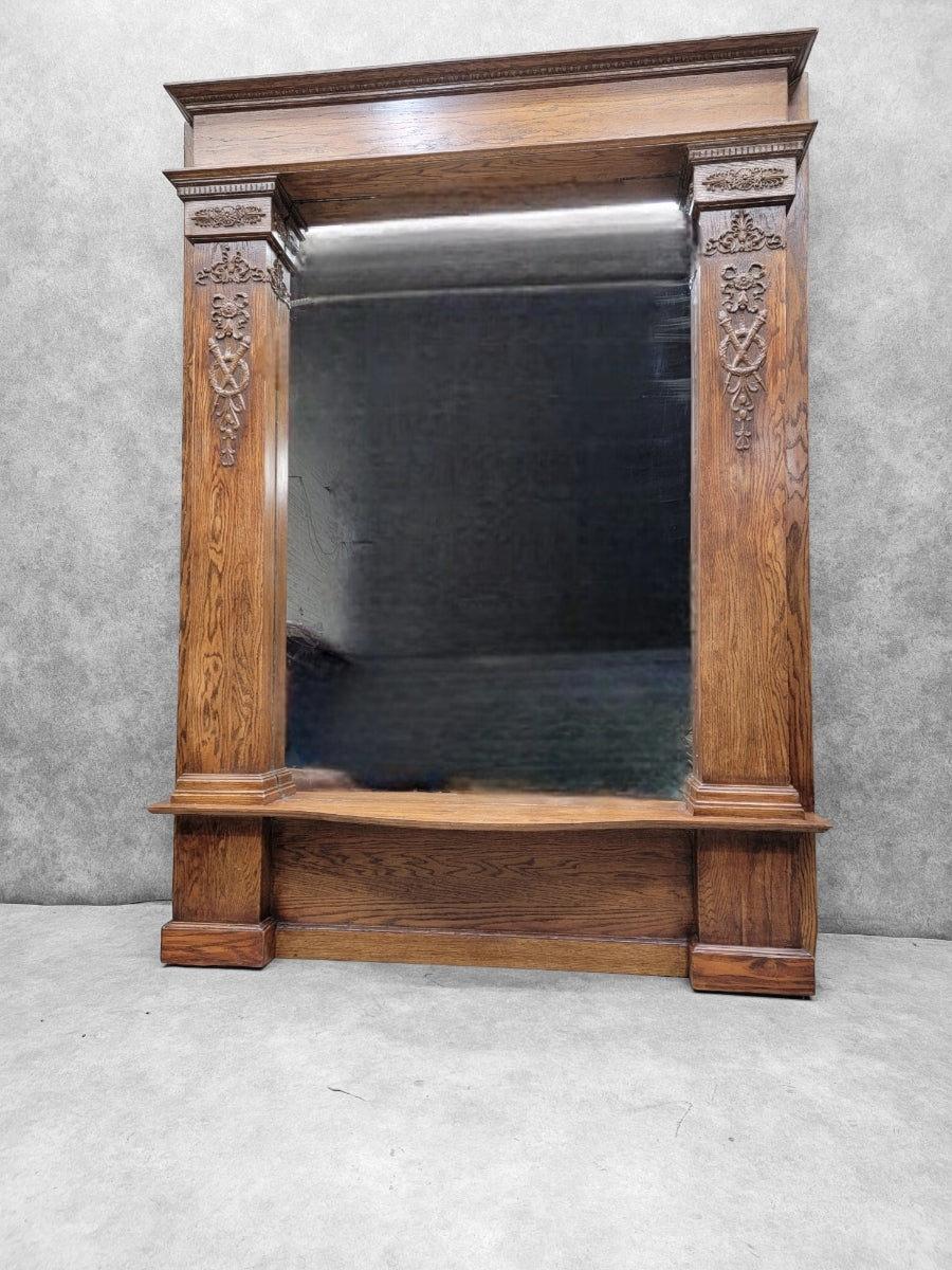 Antique Victorian Quarter-Sawn Oak Salvaged Console Pier Mirror