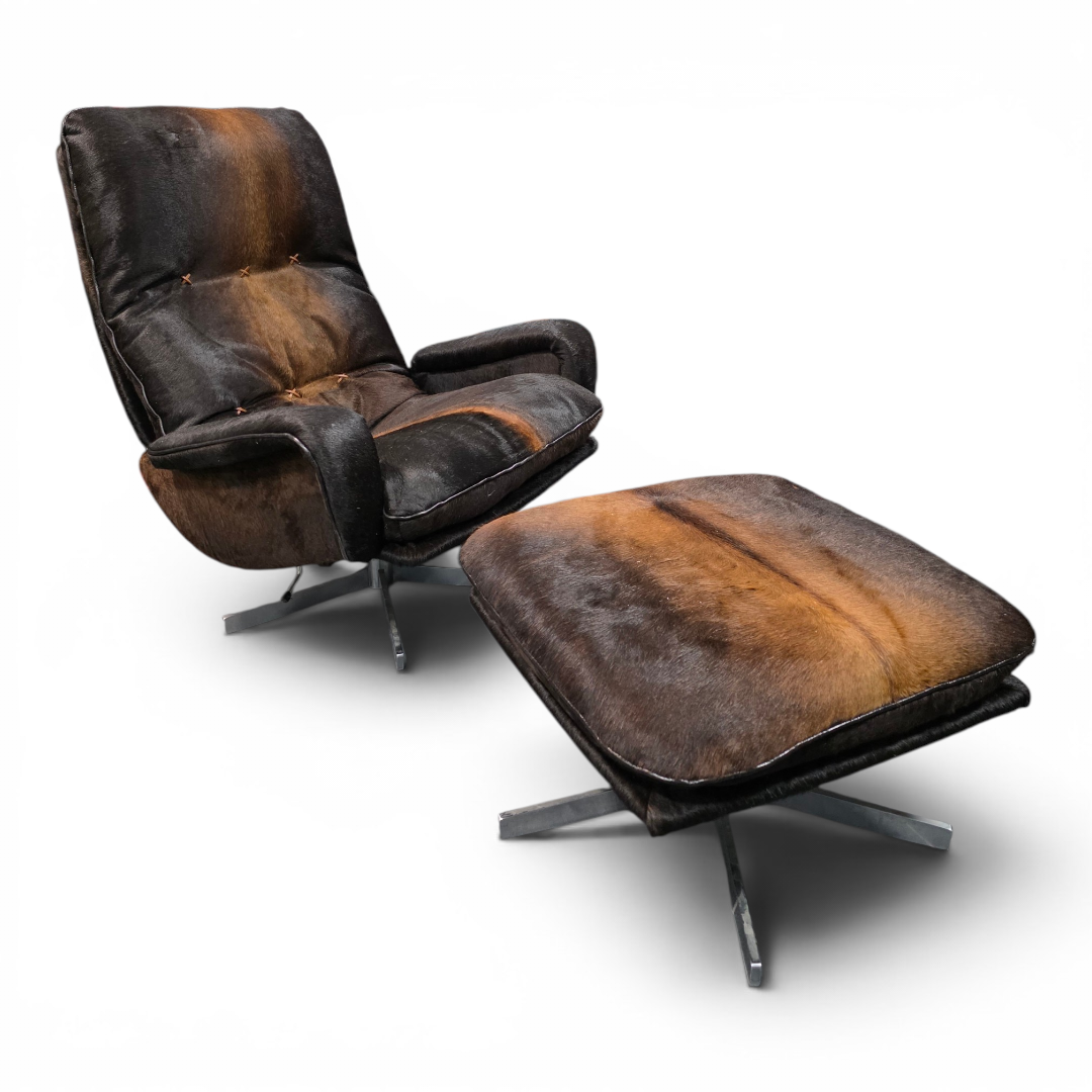 MCM De Sede Lounge Chair and Ottoman Newly Reupholstered