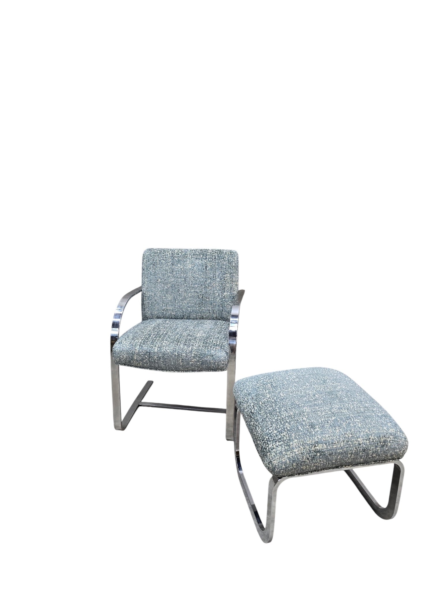 MCM Milo Baughman Chrome Chair and Ottoman