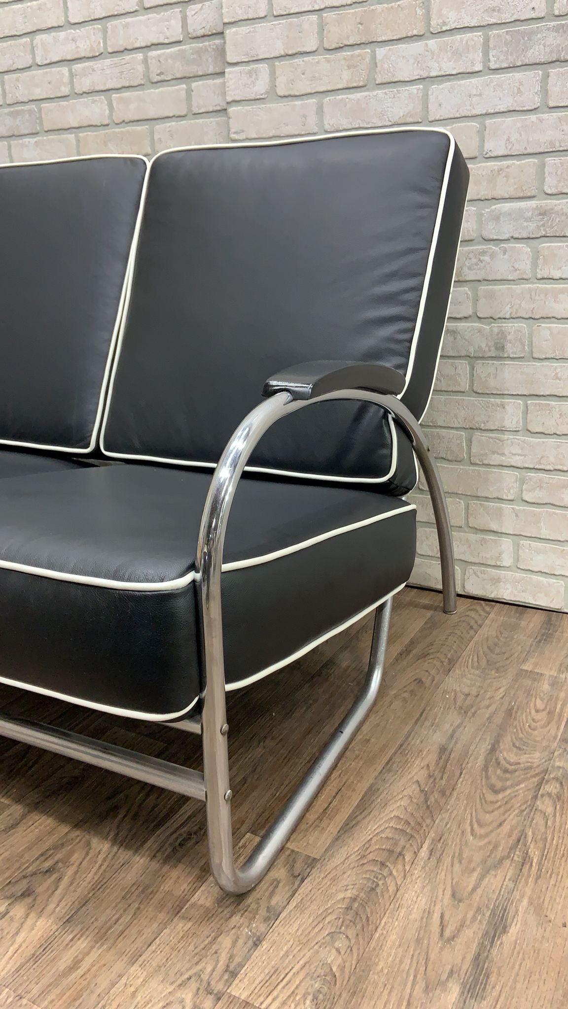 Art Deco Tubular Sofa & Lounge Chair by Kem Weber Newly Reupholstered