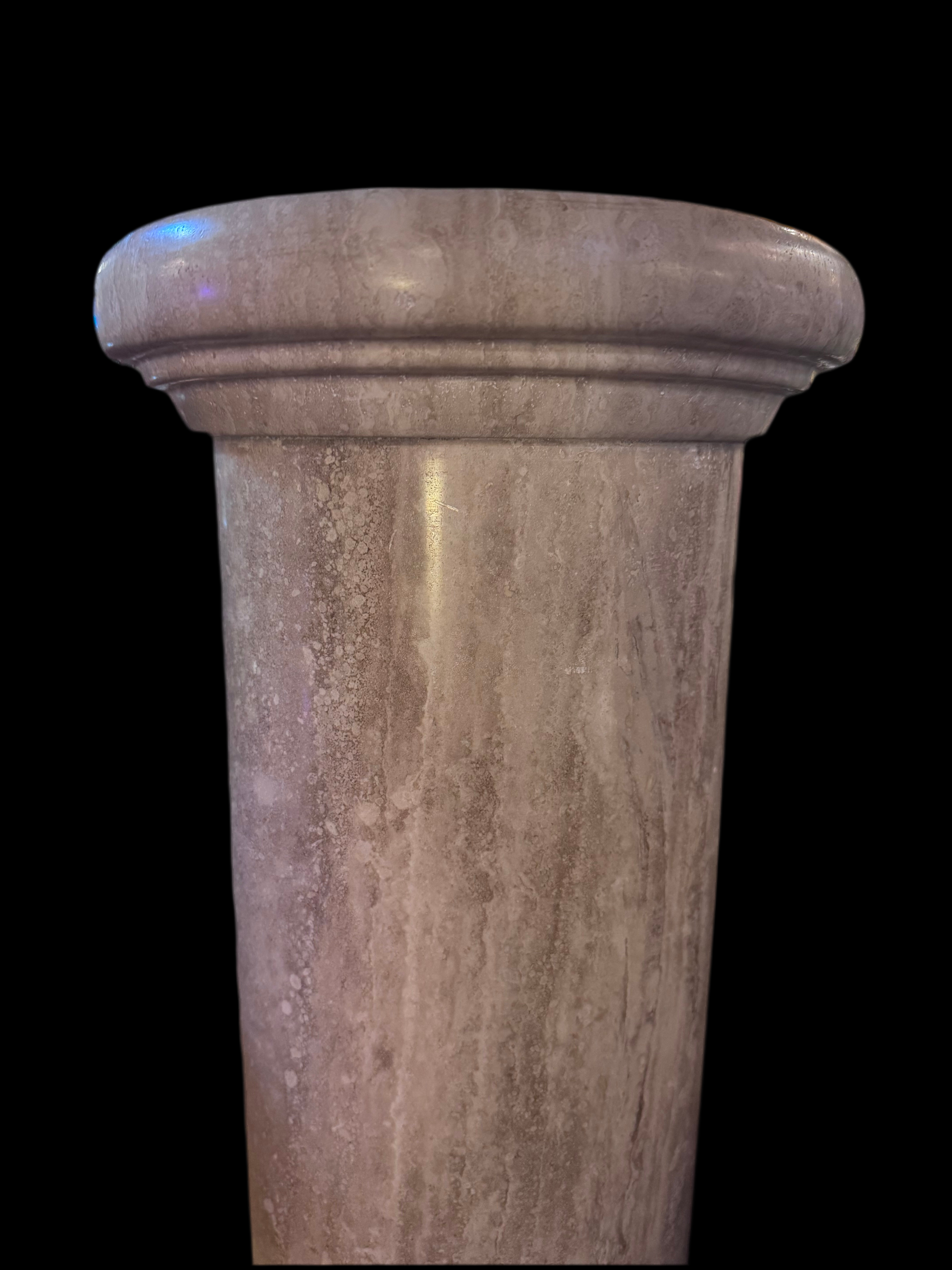 Vintage Italian Column Shaped Marble Pedestal Stand