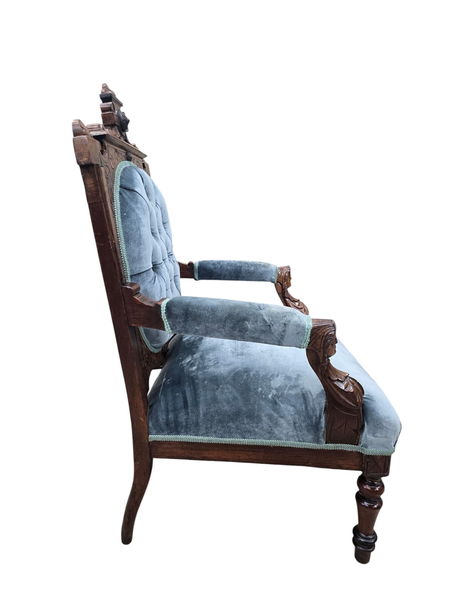 Antique Renaissance Revival Carved Chairs by John Jelliff - Set of 2