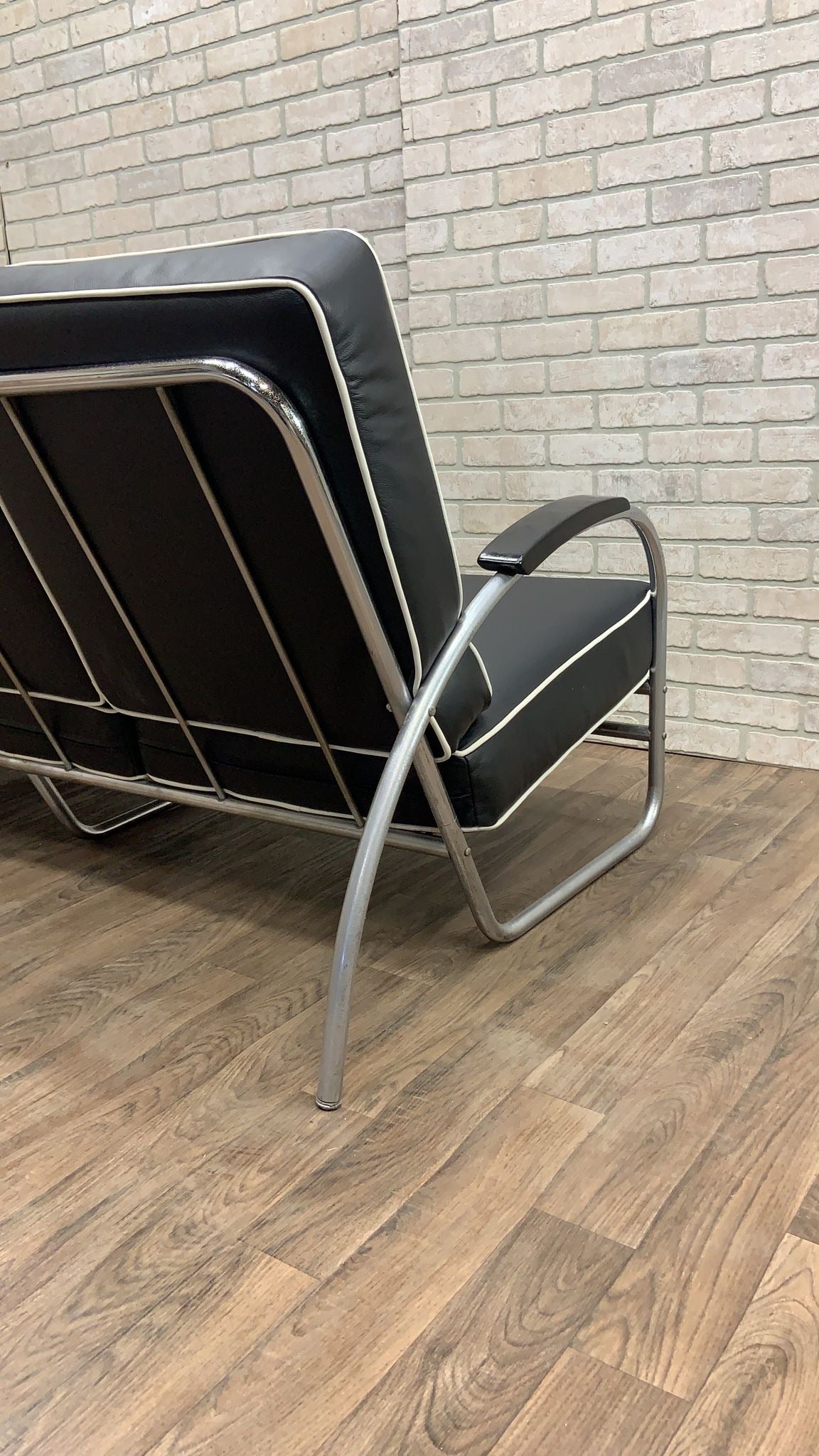 Art Deco Tubular Sofa & Lounge Chair by Kem Weber Newly Reupholstered