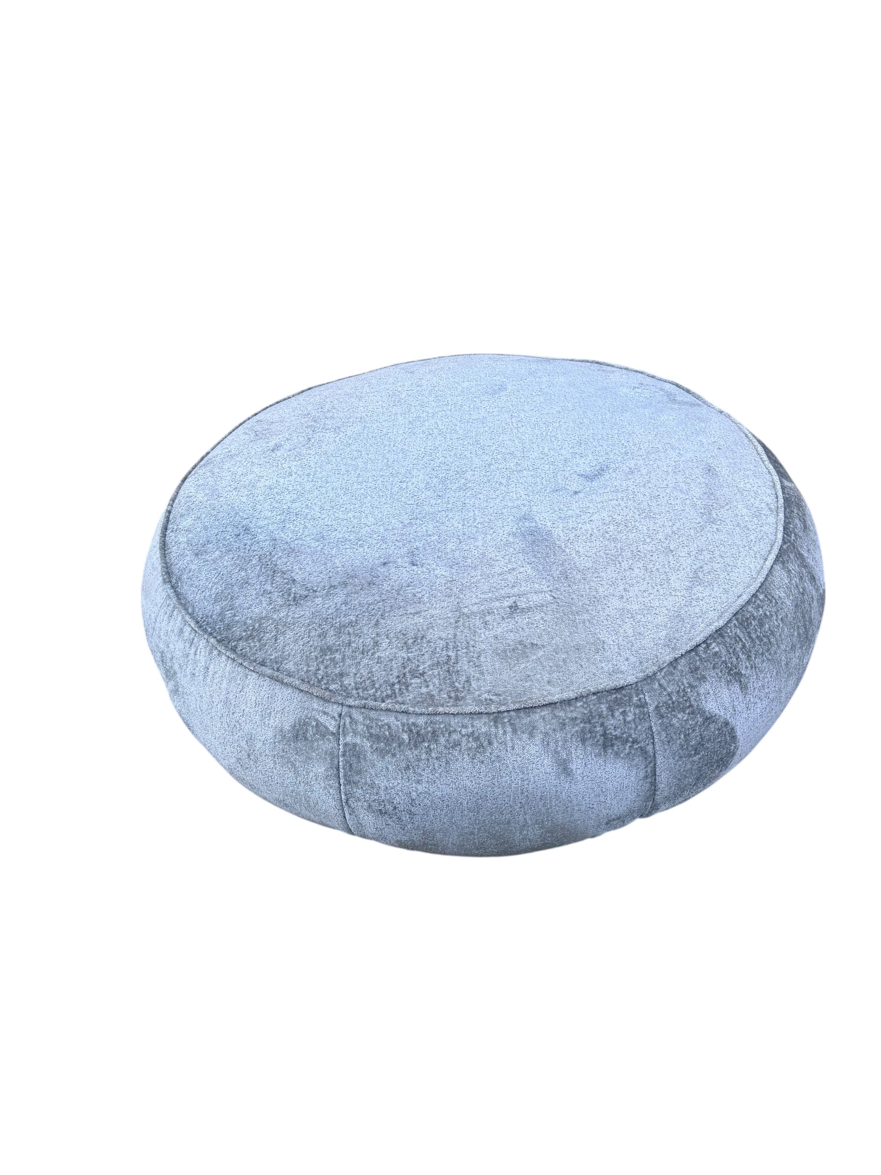Postmodern Italian Ottoman by Ichiro Iwasaki for Arper Italy Newly Reupholstered in a Blue Chenille