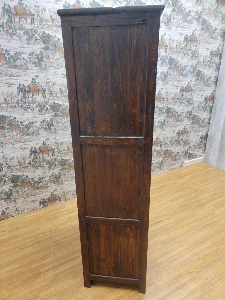 Antique Hand Painted Tibetan Cabinet with Drawers and Display Shelf