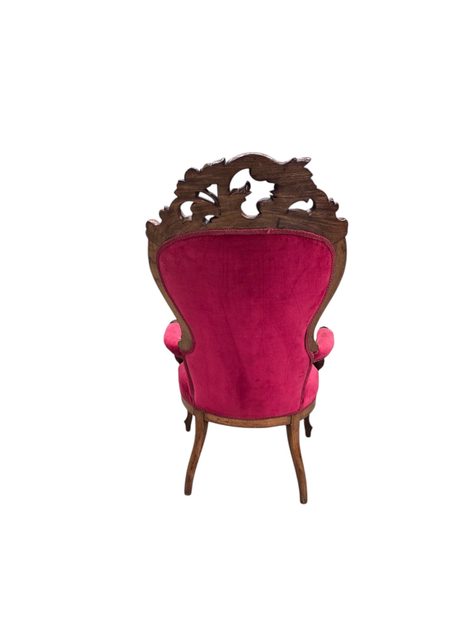 Vintage Victorian Style Tufted Red Velvet Armchair