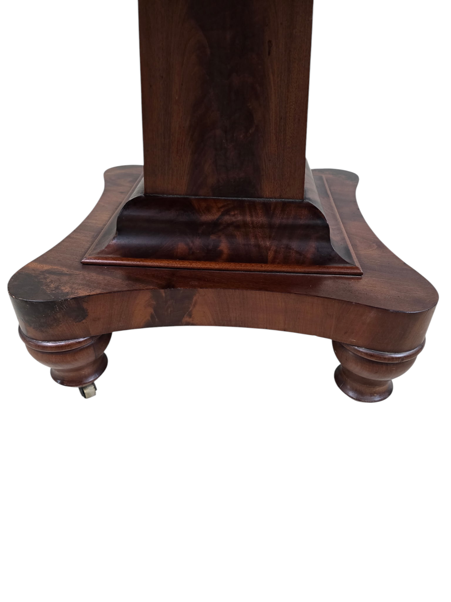 Antique American Empire Revival Figured Walnut Pedestal Game Table