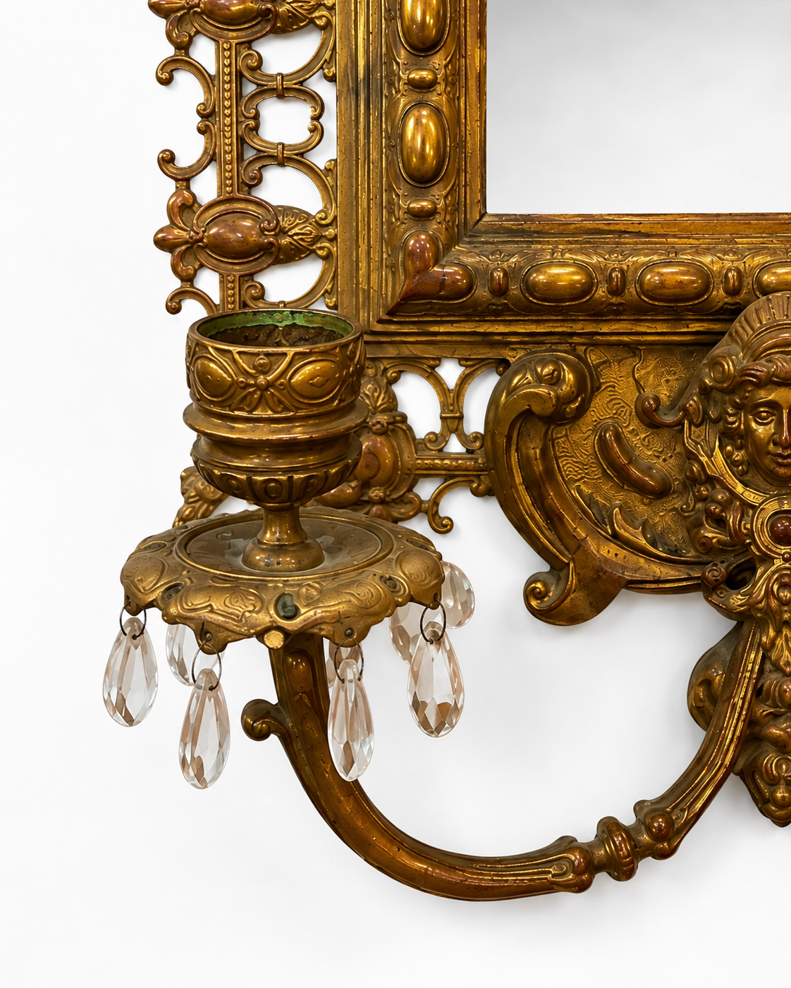 Antique Victorian Style Figural Wall Mirror Candle Sconces