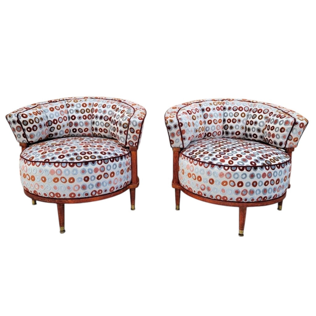 MCM Barrel Back Club Chairs Newly Reupholstered - Pair