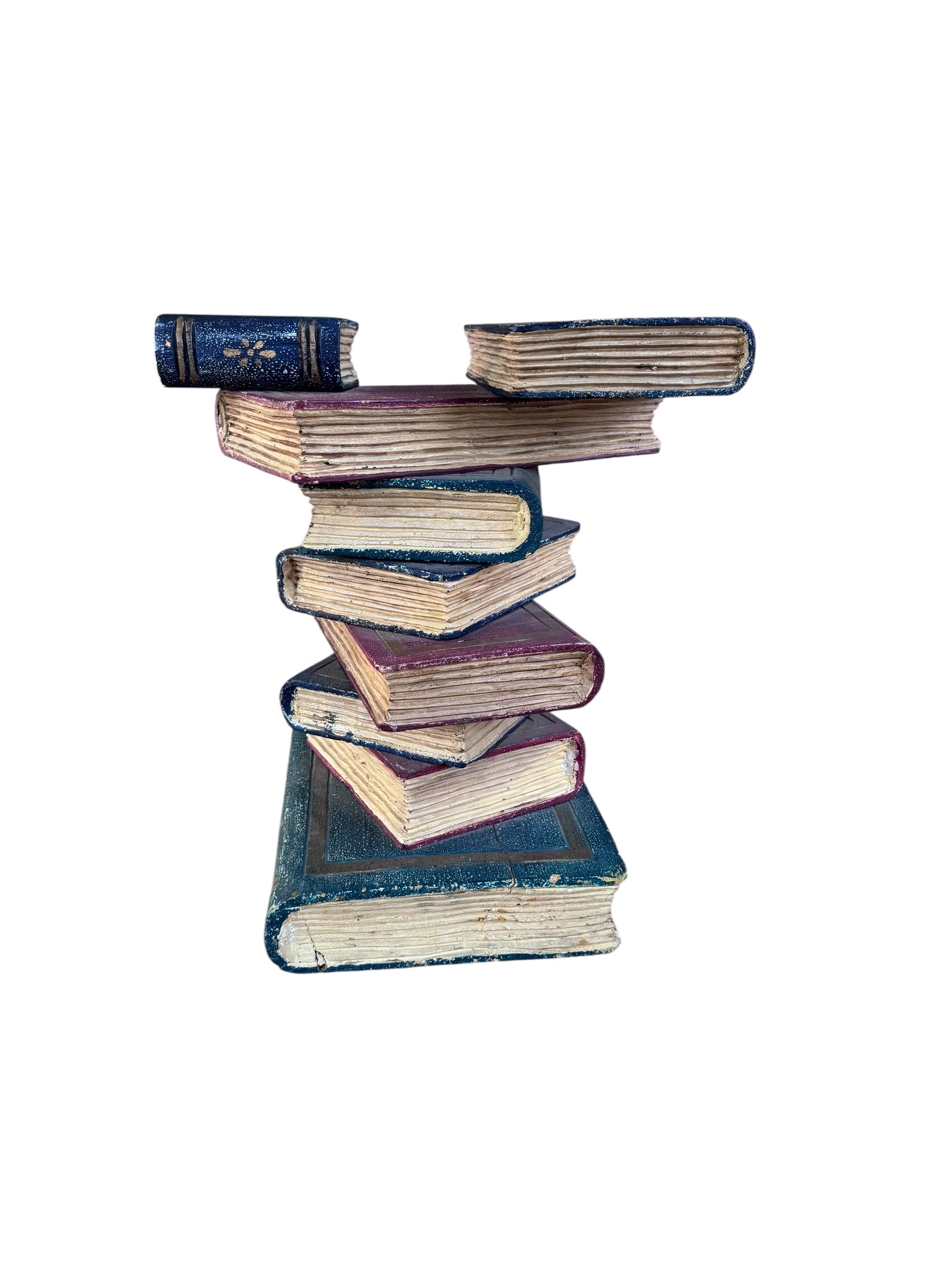 Vintage Faux Stacked Book Side Table