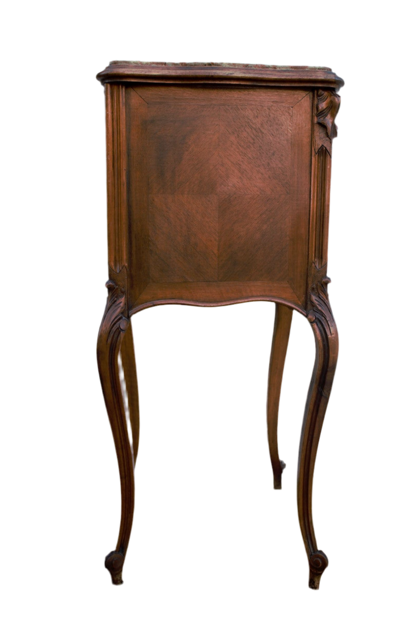 Antique French Louis XV Style Marble Top Smoking Accent Storage Table