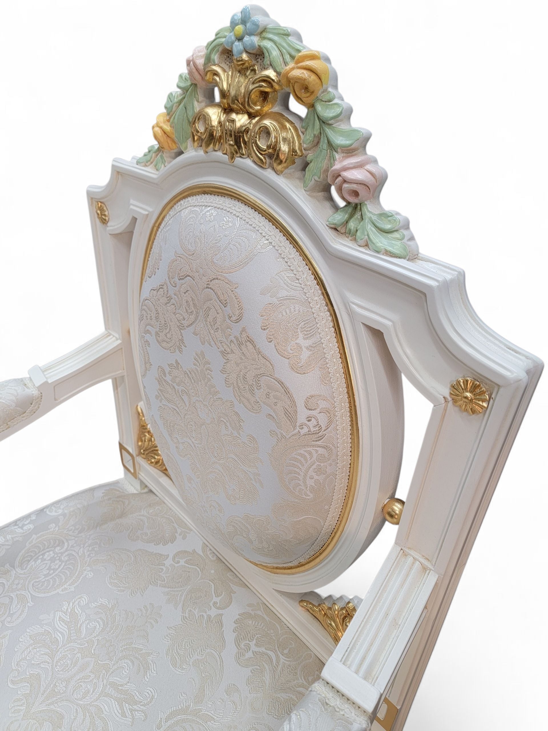 Vintage Monumental 20 Seat Venetian Rococo Gilded Hand Painted Capodimonte Style Dining Set