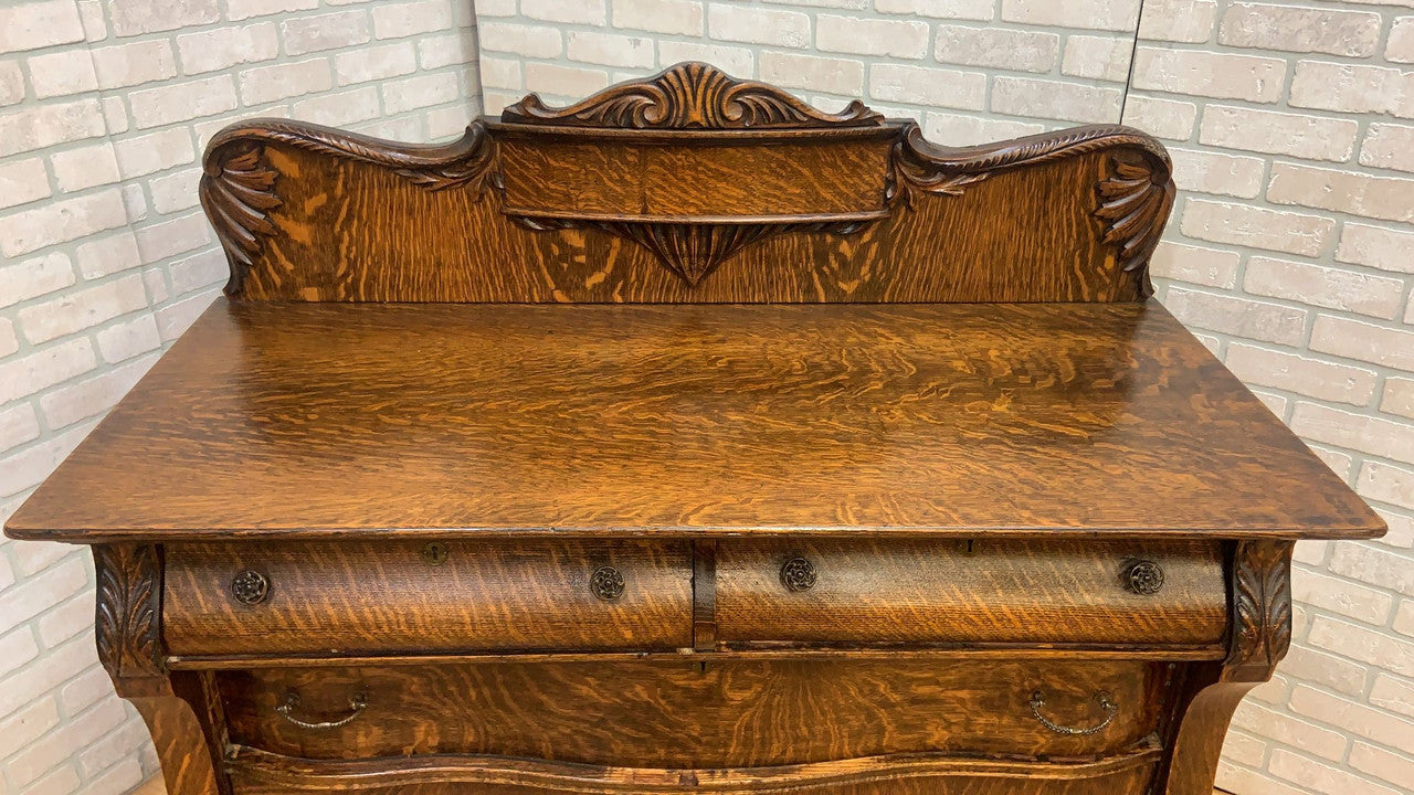 Antique American Empire Quarter Sawn Oak Buffet, Sideboard or Bar Cabinet