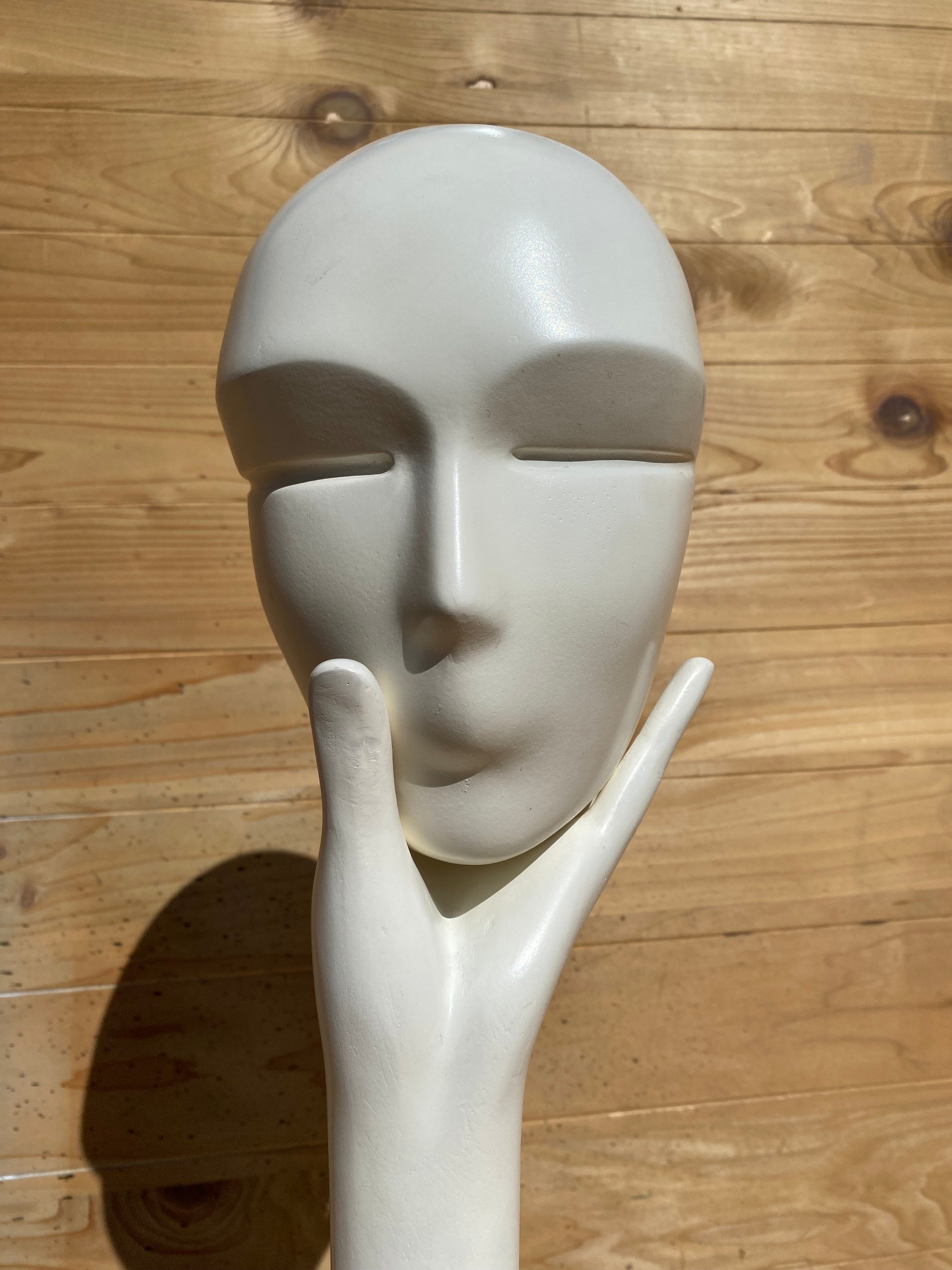 Vintage Postmodern 'Head In Hand' Abstract Sculpture