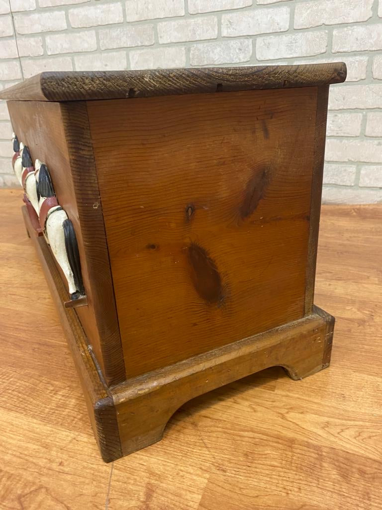 Vintage French Country Style Cedar Rocking Horse Farmhouse Storage Chest