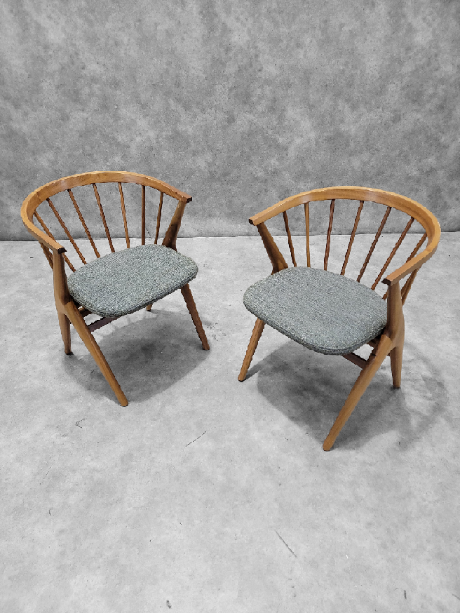 NEW - Mid Century Pair of George Tanier for Sibast Møbler No 8 Teak Captain Chairs