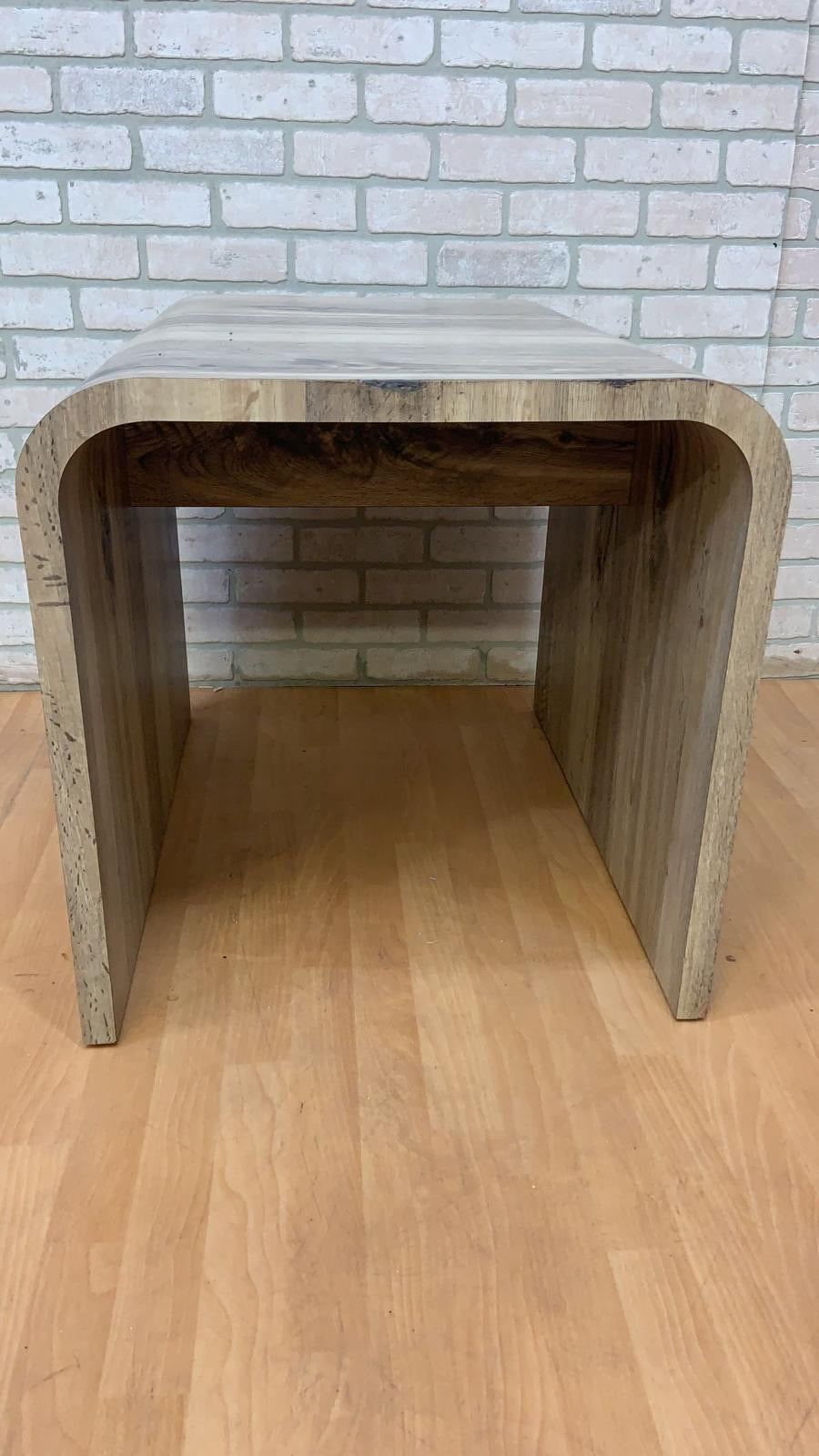 Postmodern Karl Springer Style Faux Wood Waterfall Side Table