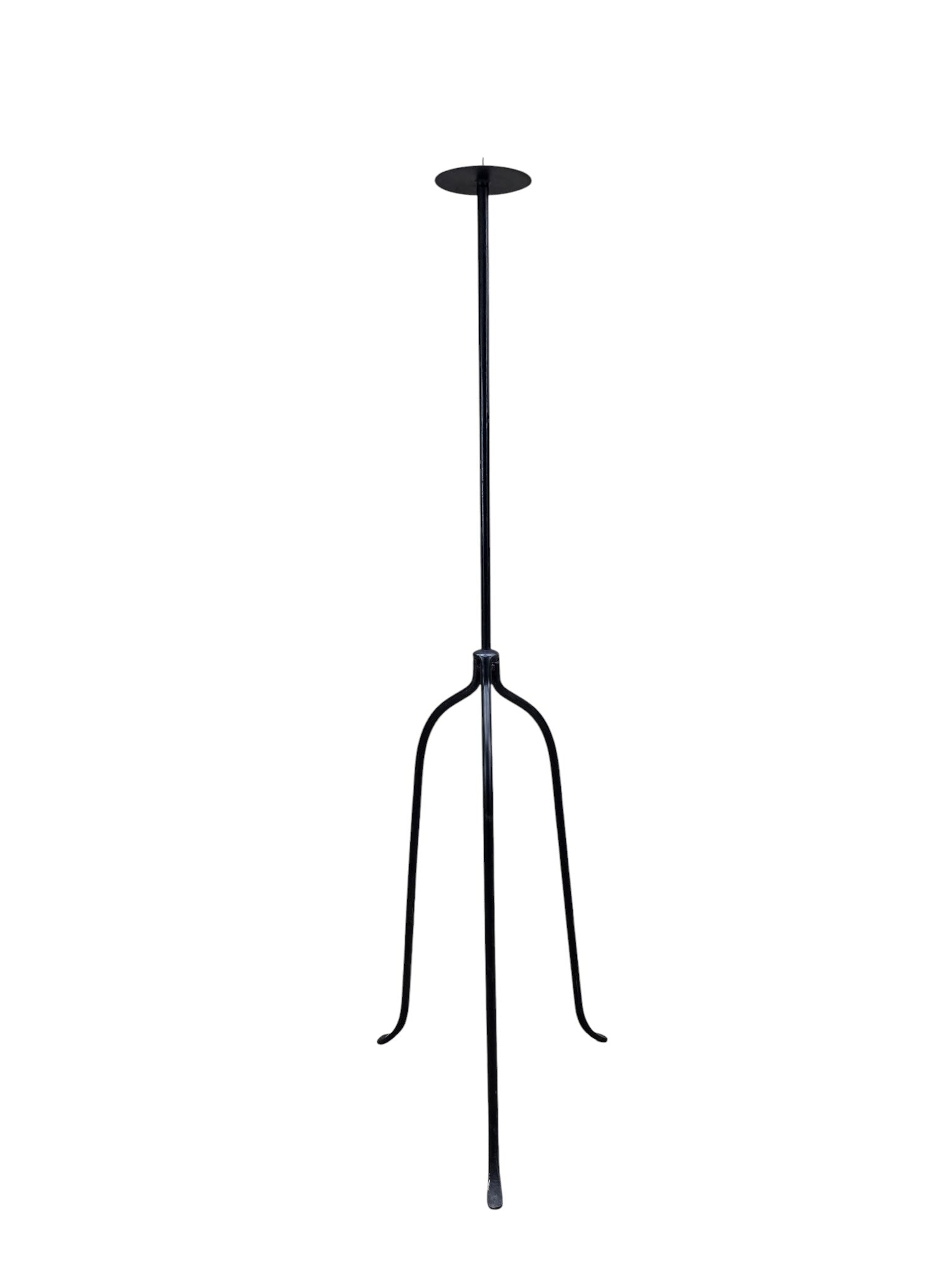 Vintage Black Iron Nail-Top Candle Stands – Set of 3
