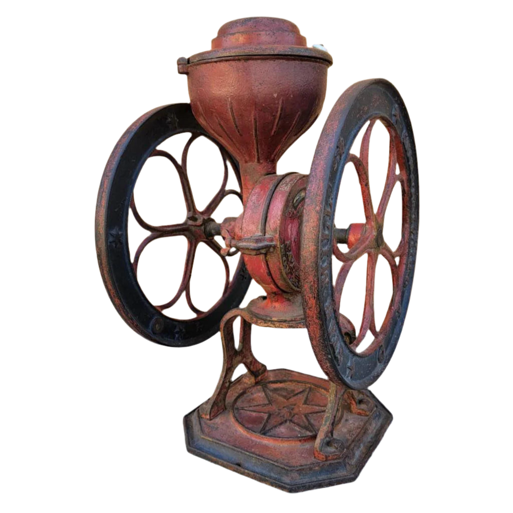 Antique Red Cast Iron Star Mill Co. Philadelphia No. 7 Coffee Grinder