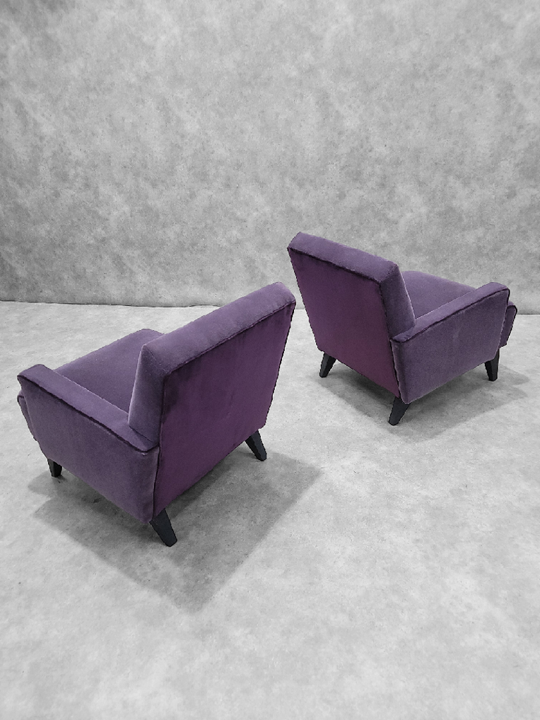 ON HOLD - Mid Century Modern Jens Risom Split Single Arm Lounge Chairs Newly Reupholstered - Set of 2