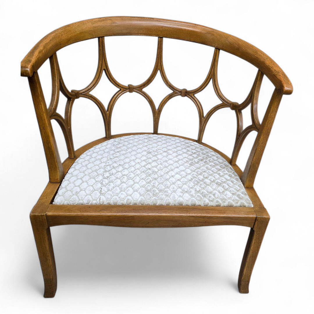 MCM William "Billy" Haines Fruitwood Spider/Barrel Back Lounge Newly Reupholstered